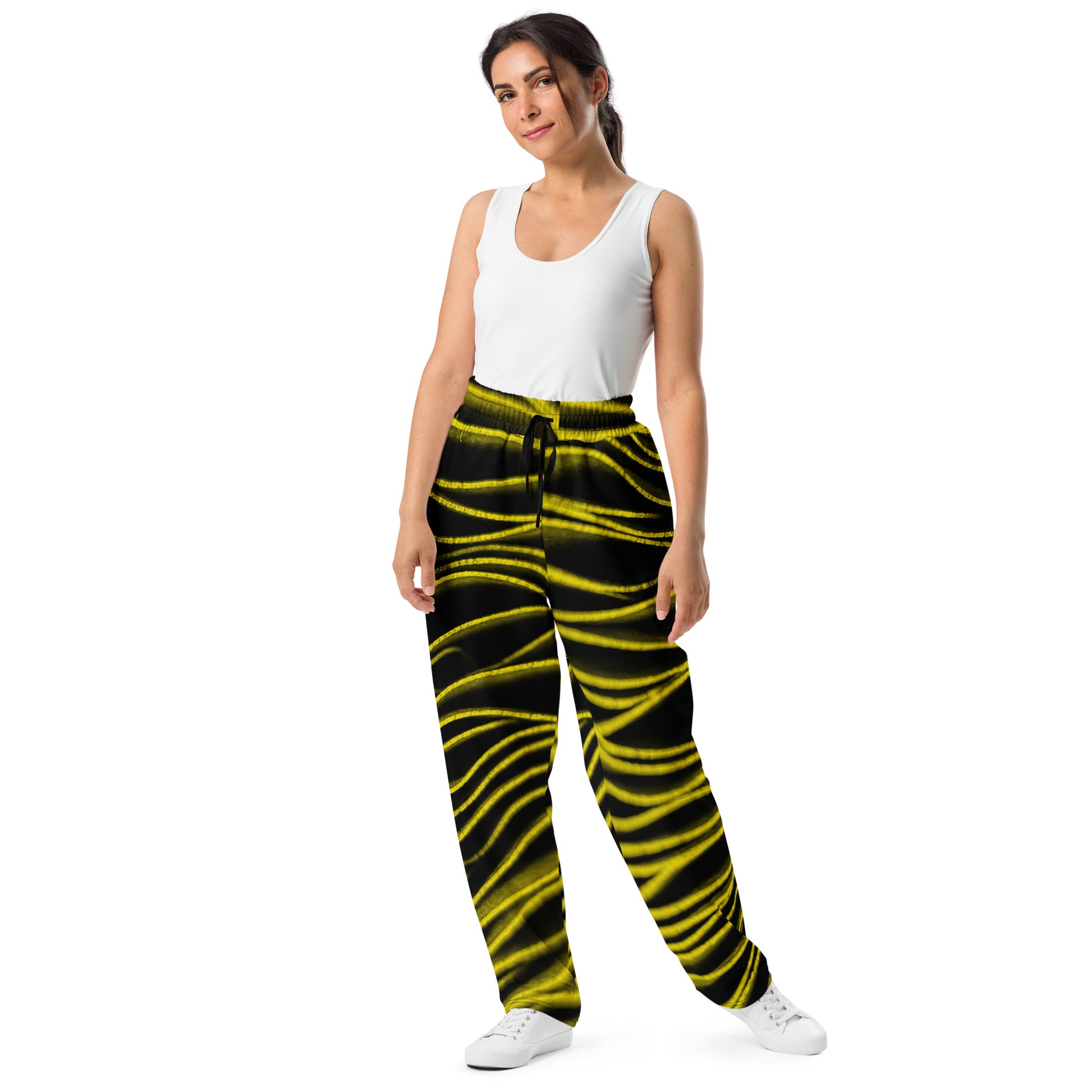 Yellow Glints Unisex Wide-leg Recycled Joggers - FLAKOUT