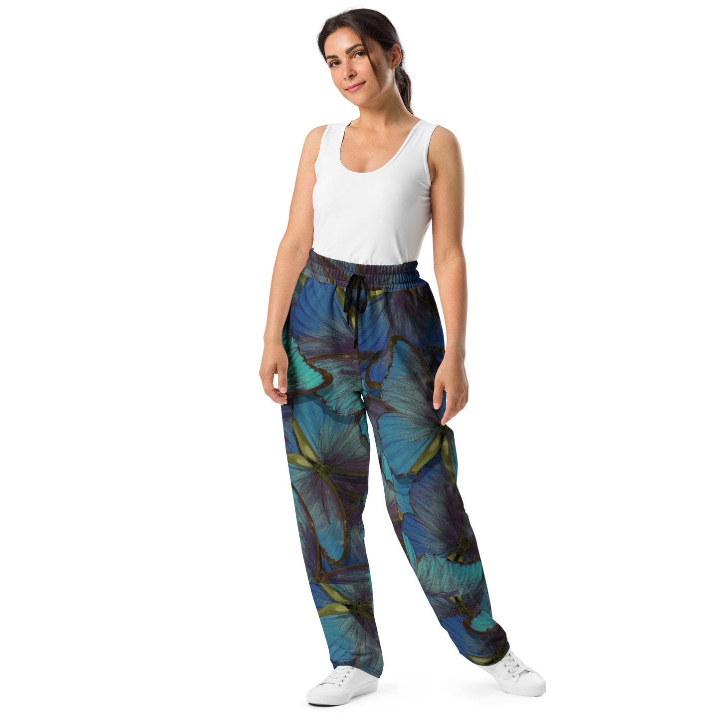 Blue-Gold Flutter Women's Wide-leg Recycled Joggers - FLAKOUT