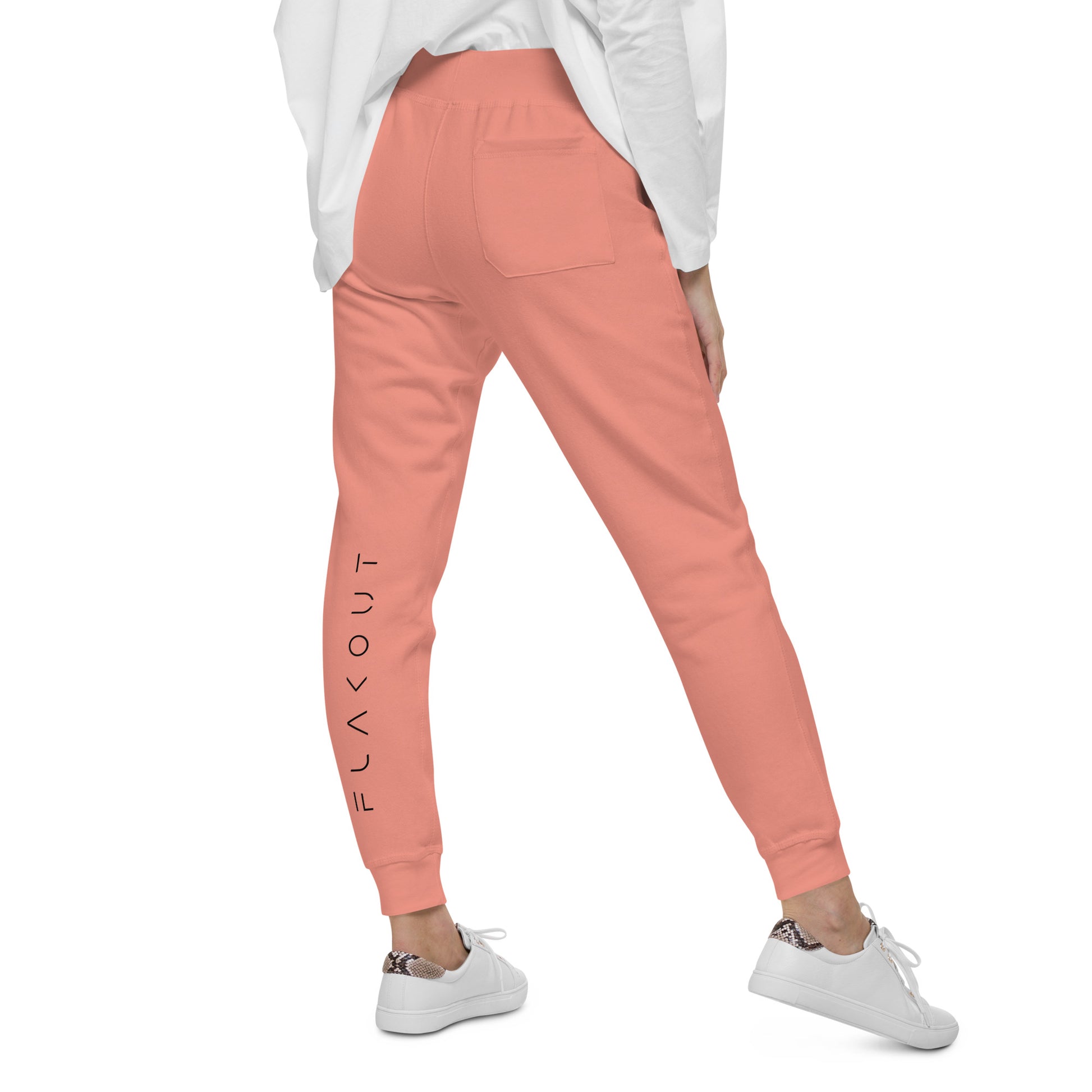 FLAKOUT Logo Back Leg Unisex Fleece Sweatpants - Dusty Rose - FLAKOUT