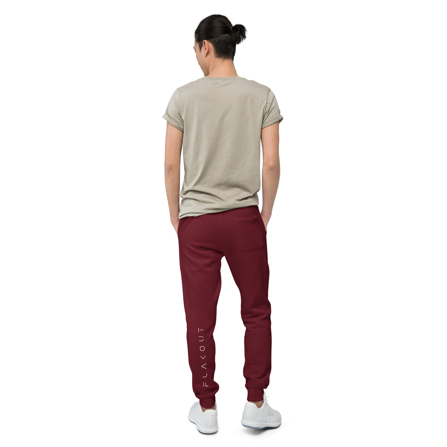 FLAKOUT Logo Back Leg Unisex Fleece Sweatpants - Maroon - FLAKOUT