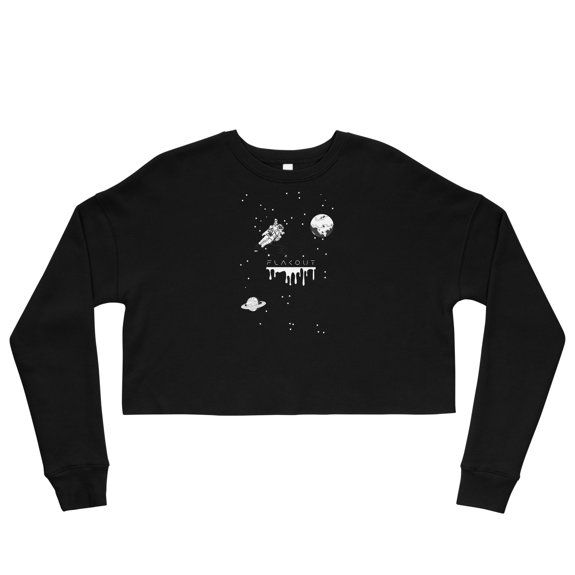 Astronaut Women's Crop Sweatshirt - Black - FLAKOUT