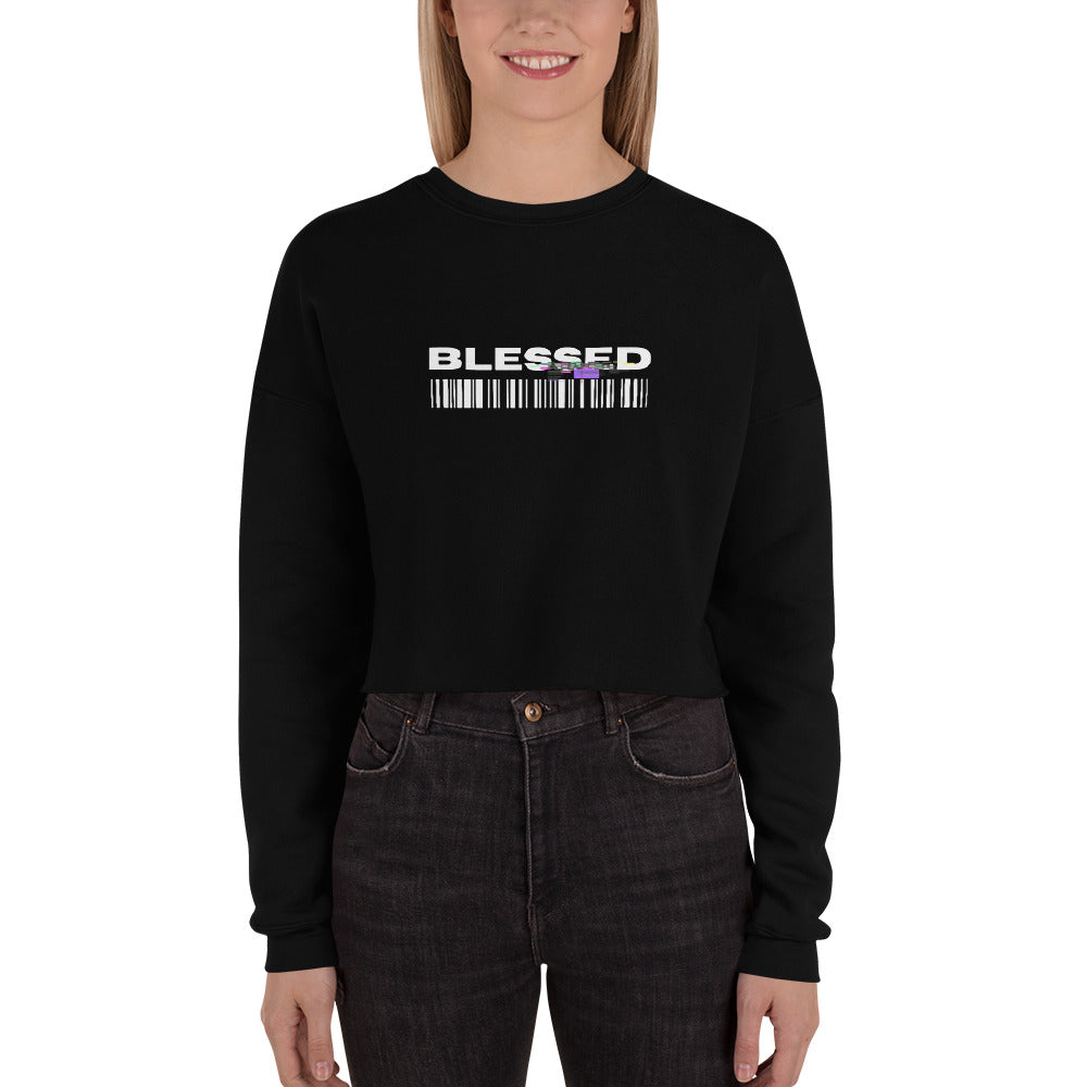 Divine Grace Blessed Women's Crop Sweatshirt - Black - FLAKOUT