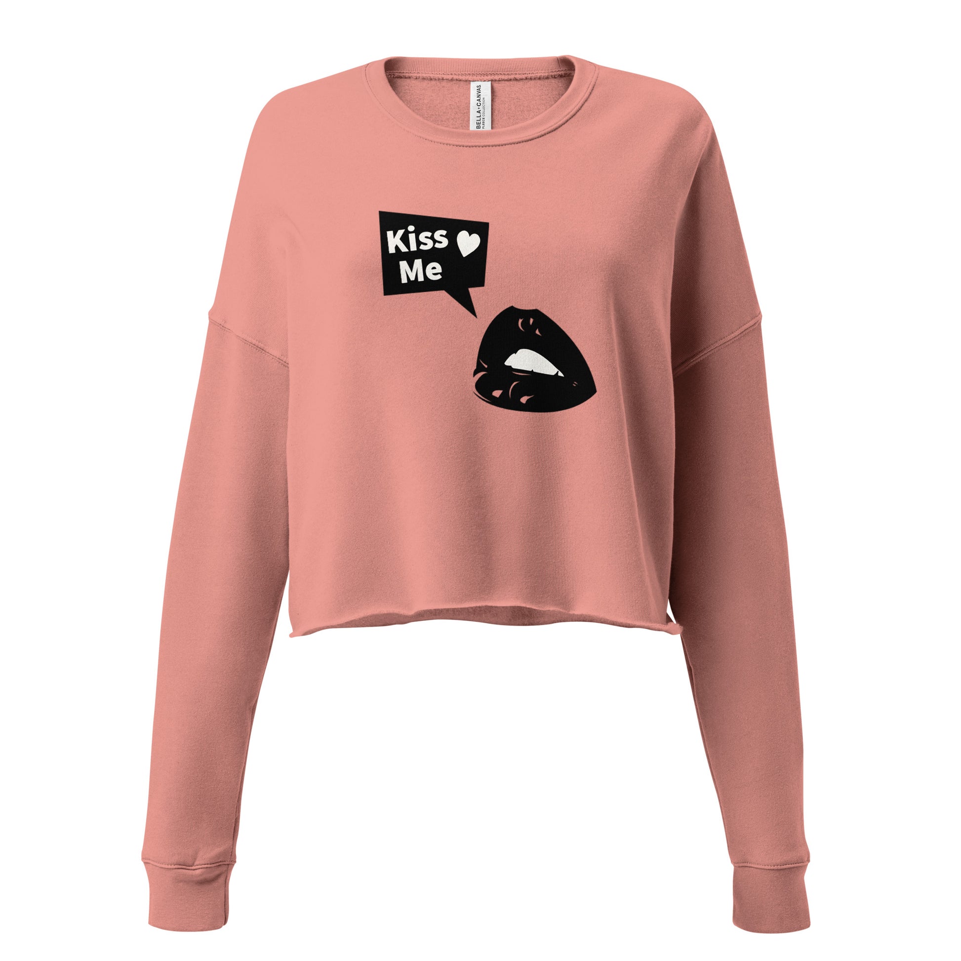 Sweet Talker Kiss Me Women's Crop Sweatshirt - Mauve - FLAKOUT