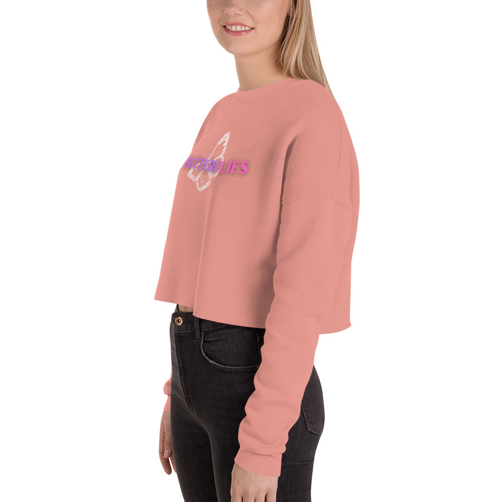 Whispers Of Wings Butterflies Women's Crop Sweatshirt - Mauve - FLAKOUT