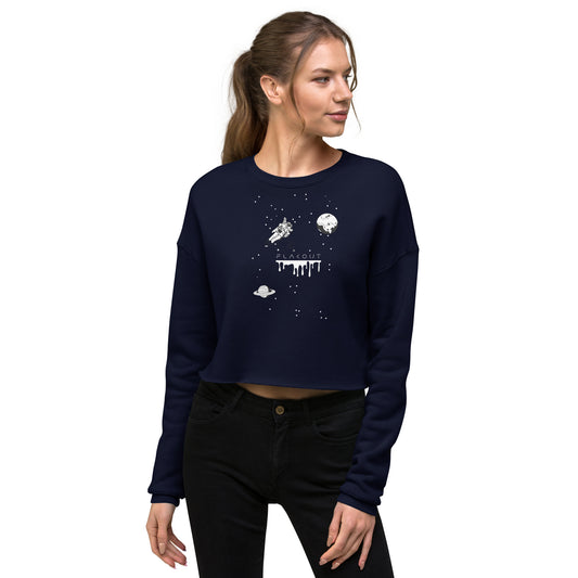 Astronaut Women's Crop Sweatshirt - Navy - FLAKOUT