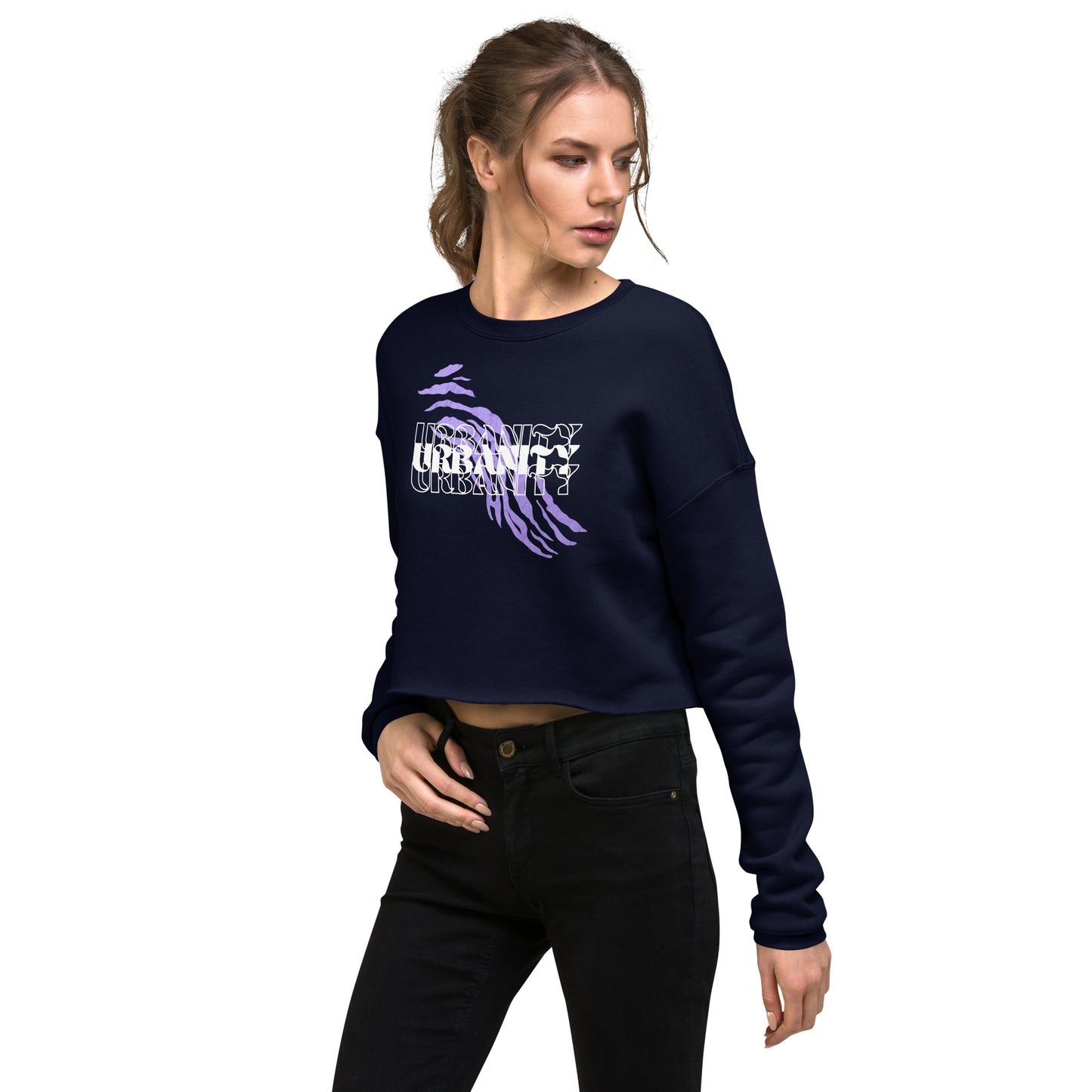 Streetwise Urbanity Women's Crop Sweatshirt - Navy - FLAKOUT