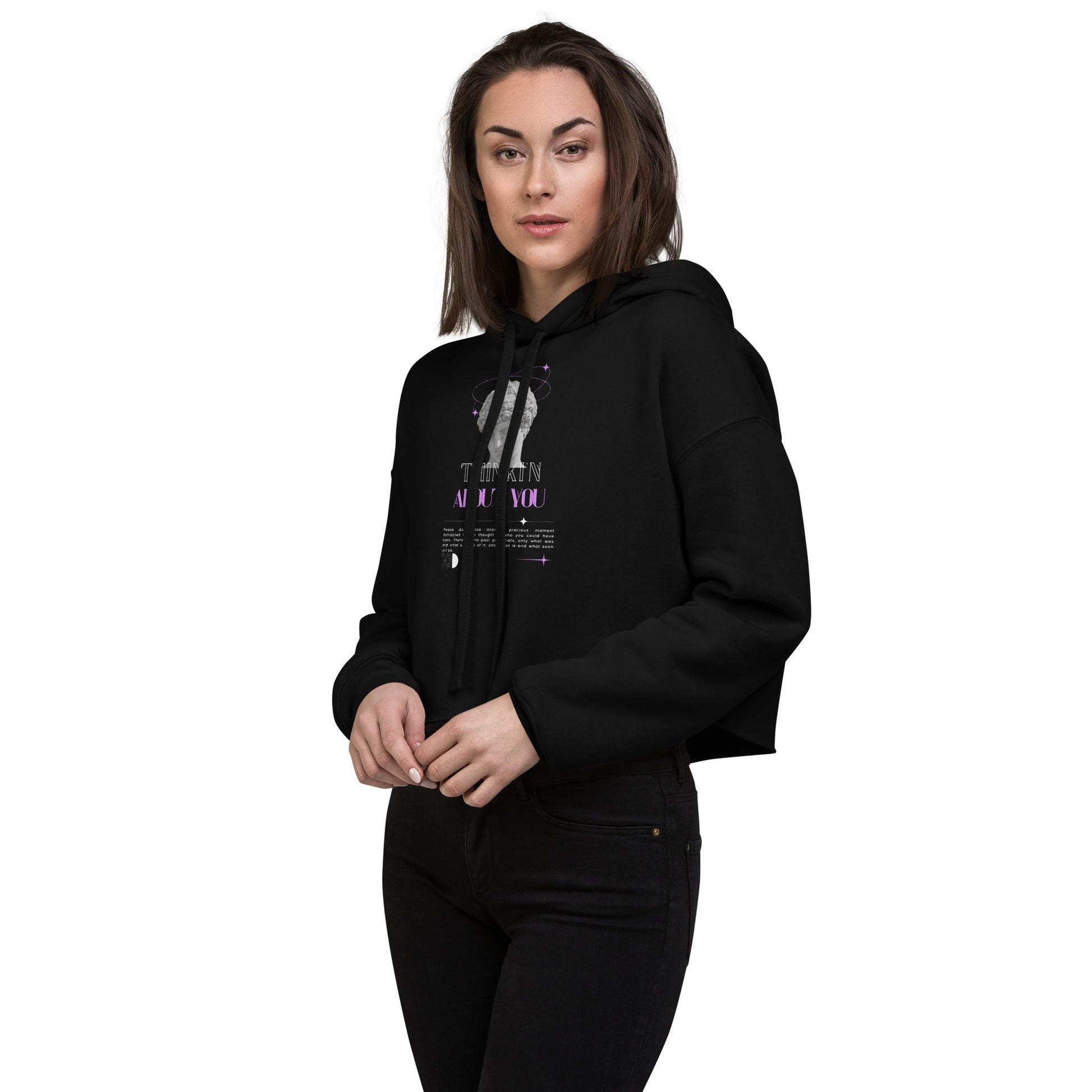 Mindfully Thinki'n About You Women's Crop Hoodie - FLAKOUT